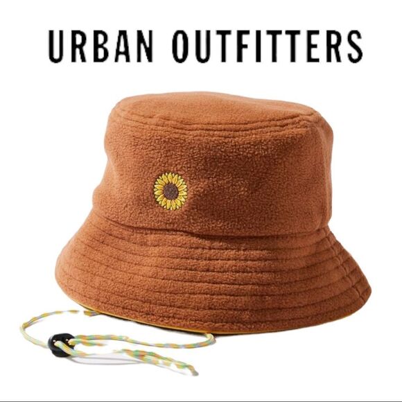 NEW Urban Outfitters Sunflower Fleece Women's Safari Bucket Cap Hat - Picture 1 of 2